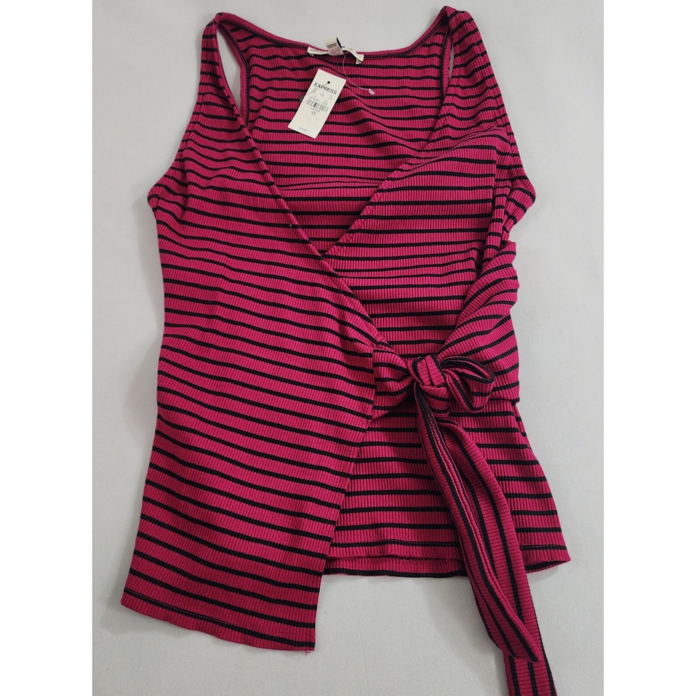 Express One Eleven tee t-shirt womens XS red cotton modal striped $44 ladies